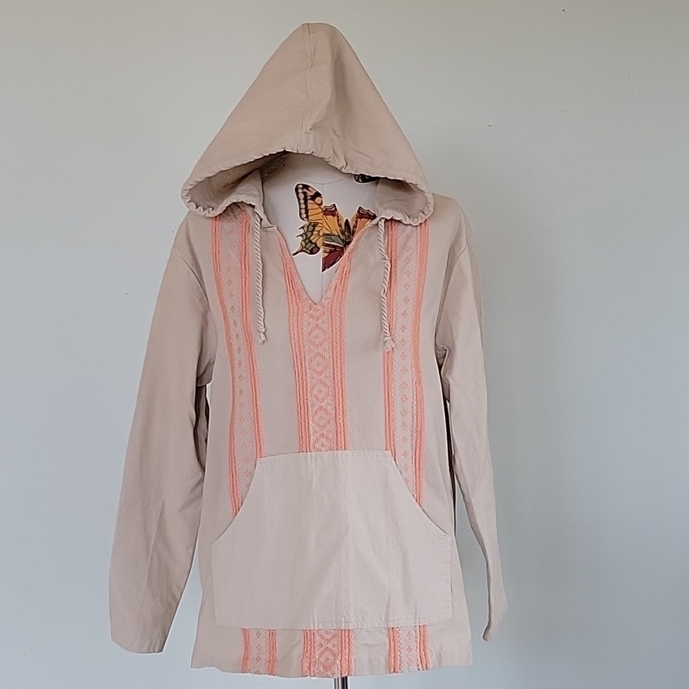 Natural REFLECTIONS brown and orange tunic with front pouch. 100% cotton Large